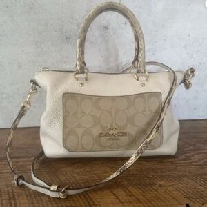 Coach Cream and Tan Satchel